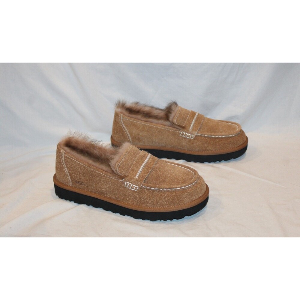 UGG Ellis Women's Suede Sheepskin Lining Slip On Loafer Slippers Chestnut US 11